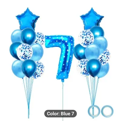 24 Pieces Balloons Blue Number 7 Metallic Confetti Ribbon Rolls • $9