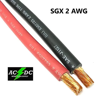 2 Awg Sgx Red Or  Black Automotive Wire - High Temp  You Choose • $2.65