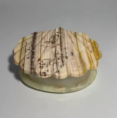 Vintage Onyx Trinket Box Marble Jewelry Hinged Top Shell Look Footed 5.5 X 4.5  • $21.60