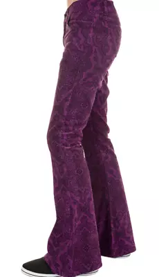 Men's Retro Vintage 60's70's Style  Bellbottom Flared Purple Paisley Cords  • $46.11