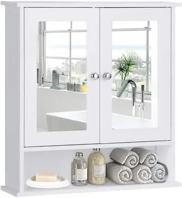 Bathroom Wall Mounted Cabinet Shelf Bath Kitchen Mirror Door Storage Organizer • $38.86