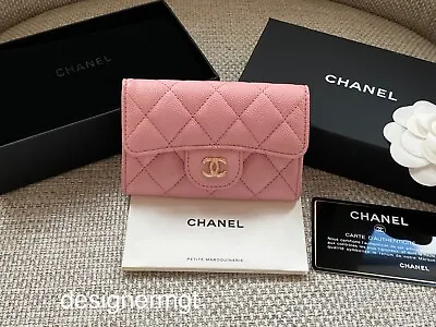 $850 • Buy NIB 100%AUTH Chanel Pink Caviar Leather Classic Snap Closure Card/Coin Holder