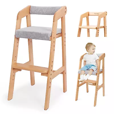 Wooden High Chair For Toddlers Adjustable Feeding Chair With Removable Cushion  • $152.64