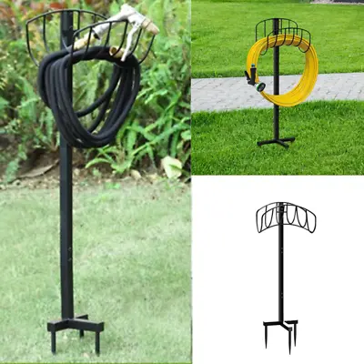 Garden Water Pipe Hose Holder Storage Stand Freestanding Black Adjustable Metal • £24.66