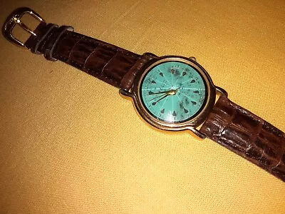 $35 • Buy Relic Watch Men Gold Stainless Steel WR Leather Brown Battery Moon Green Quartz