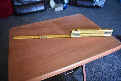 BELL SYSTEM Stanley Jointed  Wooden Zig Zag Ruler Yellow 72 Inches Long • $18.98