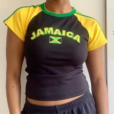 Jamaica Slogan Top T Shirt Retro Vintage Style Flag • £14.99