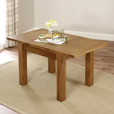 Rustic Oak Small 4-6 Seater Extending Dining Table Dining Room Furniture RS38 • £499