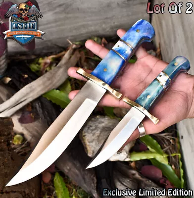 CSFIF Custom Bowie Knife AUS-10 Steel Bone Brass Guard Lot Of 2 Hiking Rare • $0.99