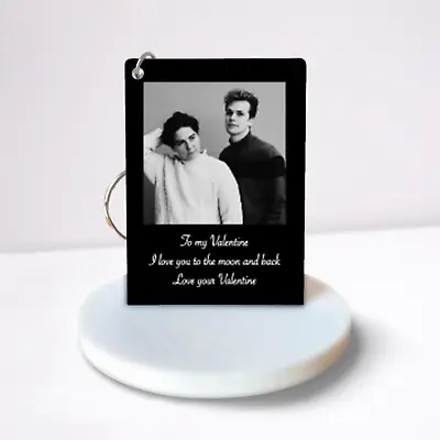 Personalised Photo Keyring Custom Message Keychain Valentines Couples Gift • £4.99