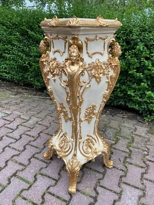 Italian Baroque Style Cream With Gold Pedestal/Column With Top. Single Pc. • $875