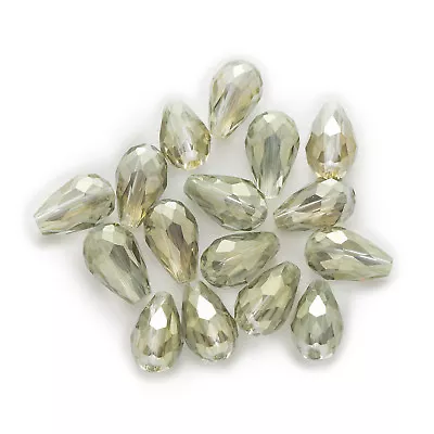 £4.79 • Buy 50 Pcs Teardrop Faceted Quartz Crystal Glass Jewelry Making Spacer Beads 12x8mm