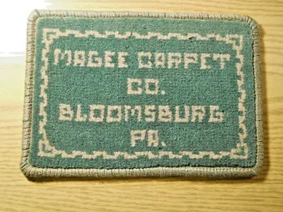 MAGEE CARPET Bloomsburg PA Salesman Sample 1950-60's Green & White 100% Wool • $29.95