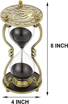 60 Minute Hourglass Sand Timer:Sun & Moon Engraving 60 Min Vintage Black Sand • $54.40