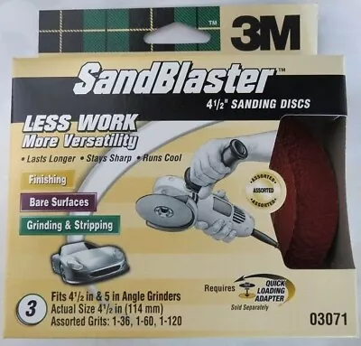 $3 • Buy 3M 03071 SandBlaster 4-1/2  & 5  Auto Surface Sanding Discs 3Pack