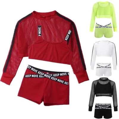 £5.99 • Buy Kids Girls Street Hip Hop Dance Outfit Crop Tops Shorts Set Modern Dance Costume