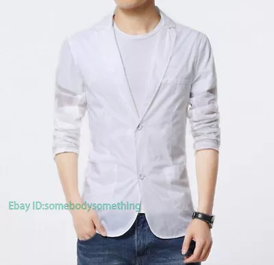 Men Ultra-thin Blazer Coat Through-see Breathable Slim Fit Jacket Summer S-6XL L • $42.33