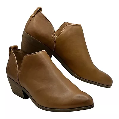 Frye Rowen Slip-On Leather Ankle Booties Women's Size 6.5M Cognac Brown 3475042 • $59