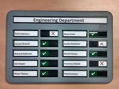 Staff In Out Board + Fire Drill Board + Muster Board - 10 Names • £80