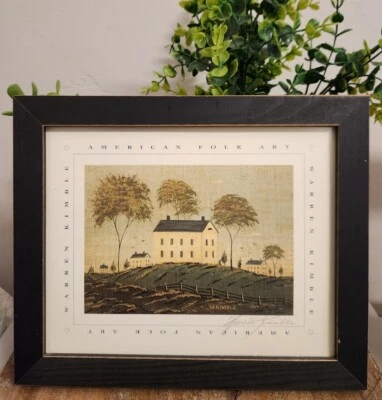 $54.97 • Buy SIGNED Warren Kimble  FOLK ART House On A Hill Framed Wall Art