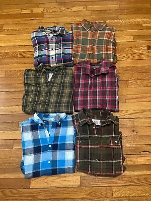 Mens Flannel Button Down Shirt Mens Sz Large *LOT OF 6* Casual Workwear Outdoors • $57.95