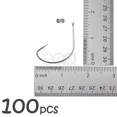 100pcs Size 6/0 Fishing 2x Strong Kahle Hooks Nickel Bulk Pack Hi-carbon Steel • $19.94