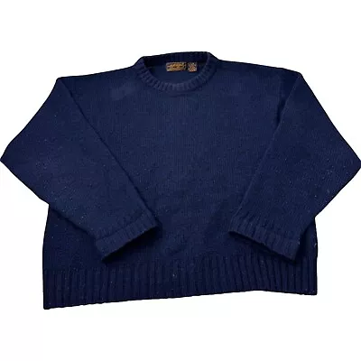 Eddie Bauer Sweater Mens L Knit Vintage Wool Blend Made Blue Heavy Warm • $30