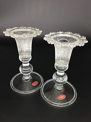 Vintage Mid Century Artmark Frosted Glass Candle Sticks Italy • $24.50