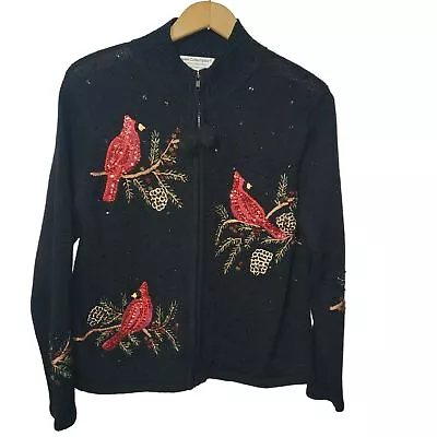 Heirloom Collectibles Vintage Christmas Red Bird Cardinals Sweater Pom Pom PS • $33.74