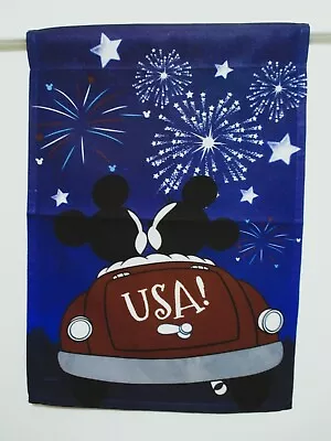 Disney Mickey & Minnie Mouse - In Car Watching The Fireworks & Stars 12x18 Flag • $10.97