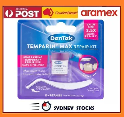 $15.49 • Buy Dentek Temparin Max Dental Repair Kit Lost Filling Cap Crown Inlay 