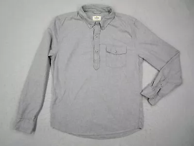 Marine Layer Shirt Mens Medium Gray Flannel Pullover Work Popover Cotton Casual • $29.99