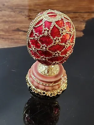 AKM Red Enamel  Faberge Replica Egg Trinket Box/Saint Basil Cathedral 3.5  • $39.99