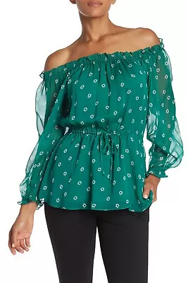 NWT Diane Von Furstenberg DVF Camila Off-the-Shoulder Silk Top Size 0 • $234.39