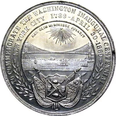 1889 George Washington Brooklyn Bridge New York 51mm Medal By Lovett • $13.50