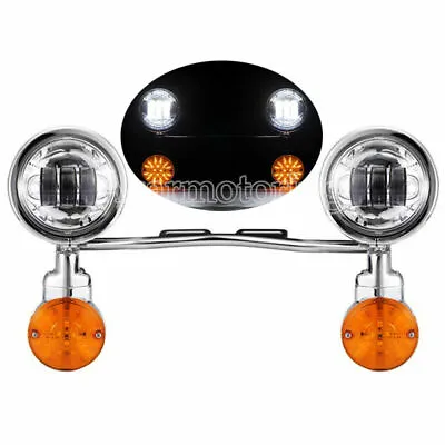 $169.99 • Buy 4.5'' LED Auxiliary Passing Fog Turn Signals Lights Bar For Harley Street Glide