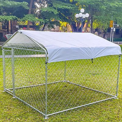 6.56' X 6.56' Large Dog Kennel Metal Set Poultry Cage W/ Cover Outdoor Run House • £184.66