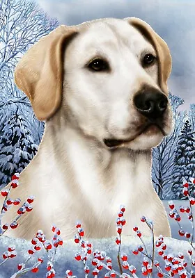 White Labrador Retriever Winter Berries Flag • $21.95