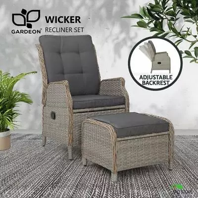 $256.50 • Buy Gardeon Recliner Chair Sun Lounge Outdoor Setting Patio Furniture Wicker Sofa