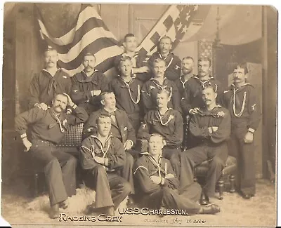 Cabinet Photograph Of The USS Charleston (C-2) Racing Crew May 1894 • $154