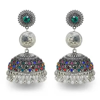 $11.70 • Buy Ethnic Silver Gypsy Turkish Indian Earrings Boho Tribal Bell Tassel For Women