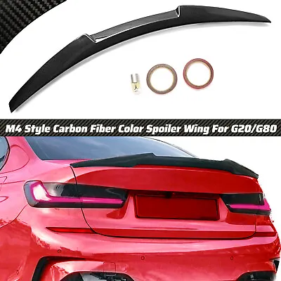 Carbon Fiber M4 Style Trunk Spoiler Wing For 2019-2024 BMW G20 330i M340i G80 M3 • $57.99