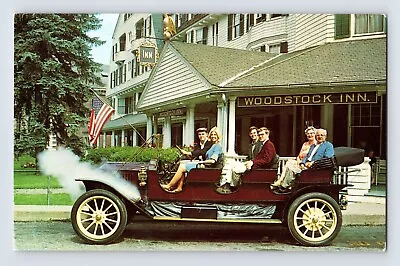 Postcard Vermont Woodstock VT 1911 Stanley Steamer Car Inn 1970s Unposted Chrome • $4