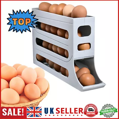 Rolldown Refrigerator Egg Dispenser Auto Rolling Egg Holder 4 Tier Storage Rack` • £10.99