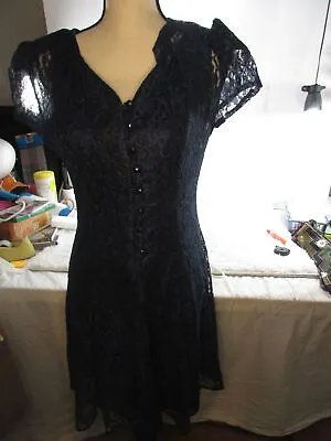 Ariana FIT N FLARE DRESS Blue Lace Sheer Dress Size 9 With Slip • $20