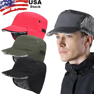 Cold Weather Windproof Winter Hat With Ear Flaps Thermal Warm Snow Ski Flat Cap • $13.99