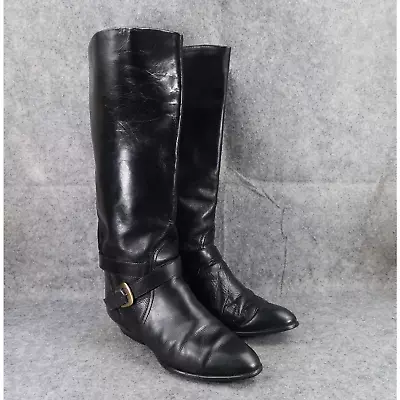 Enzo Angiolini Shoes Womens 8 Boots Fashion Vintage 80s Harness Leather Black • $59.97