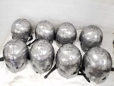 Lot Of 8 Helmet Viking Norse Spectacle Medieval Armor Costume W/Liner Halloween • $394.68