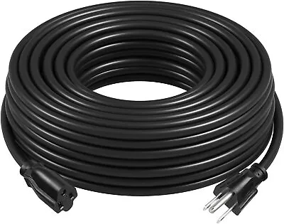 10/20/50 Ft Outdoor Extension Cords - 16/3 Heavy Duty Black Extension Cord USA • $12.99