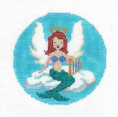 Mermaid Angel W/ Harp Handpainted 4  Needlepoint Canvas By Starke Art From CBK • $59.95